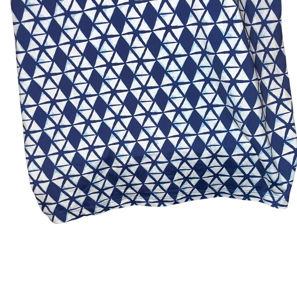 J.McLaughlin Shirt Dress Women S Navy White Geometric Triangle Roll Tab Sleeve - Picture 5 of 11